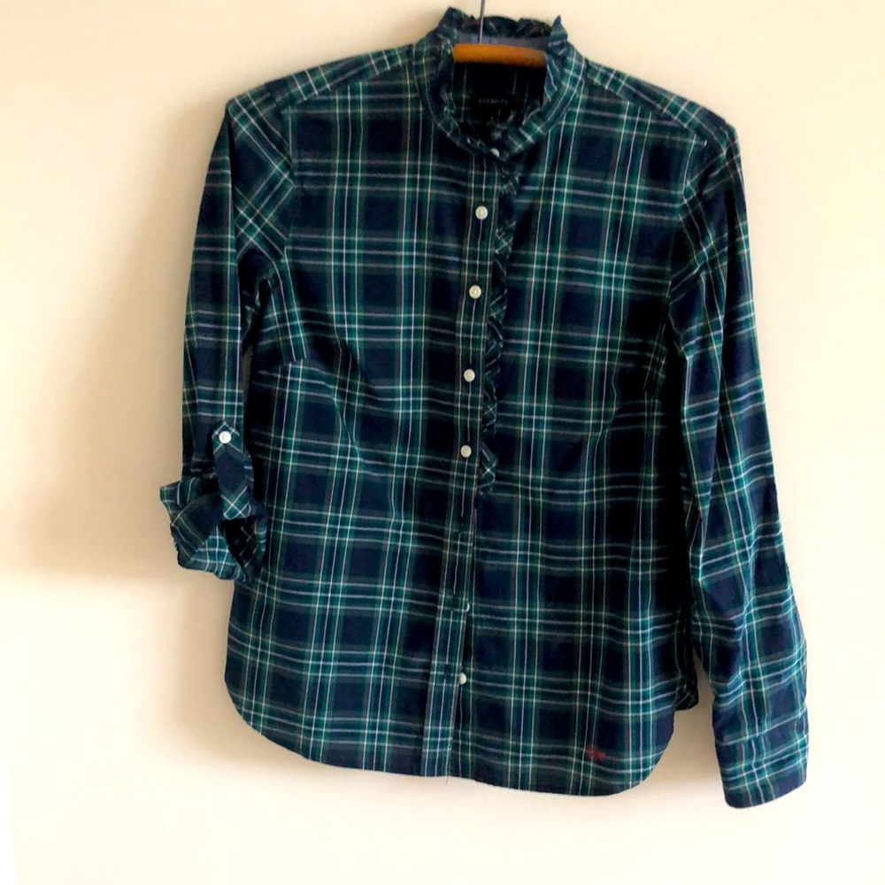 Talbots plaid blouse size 4